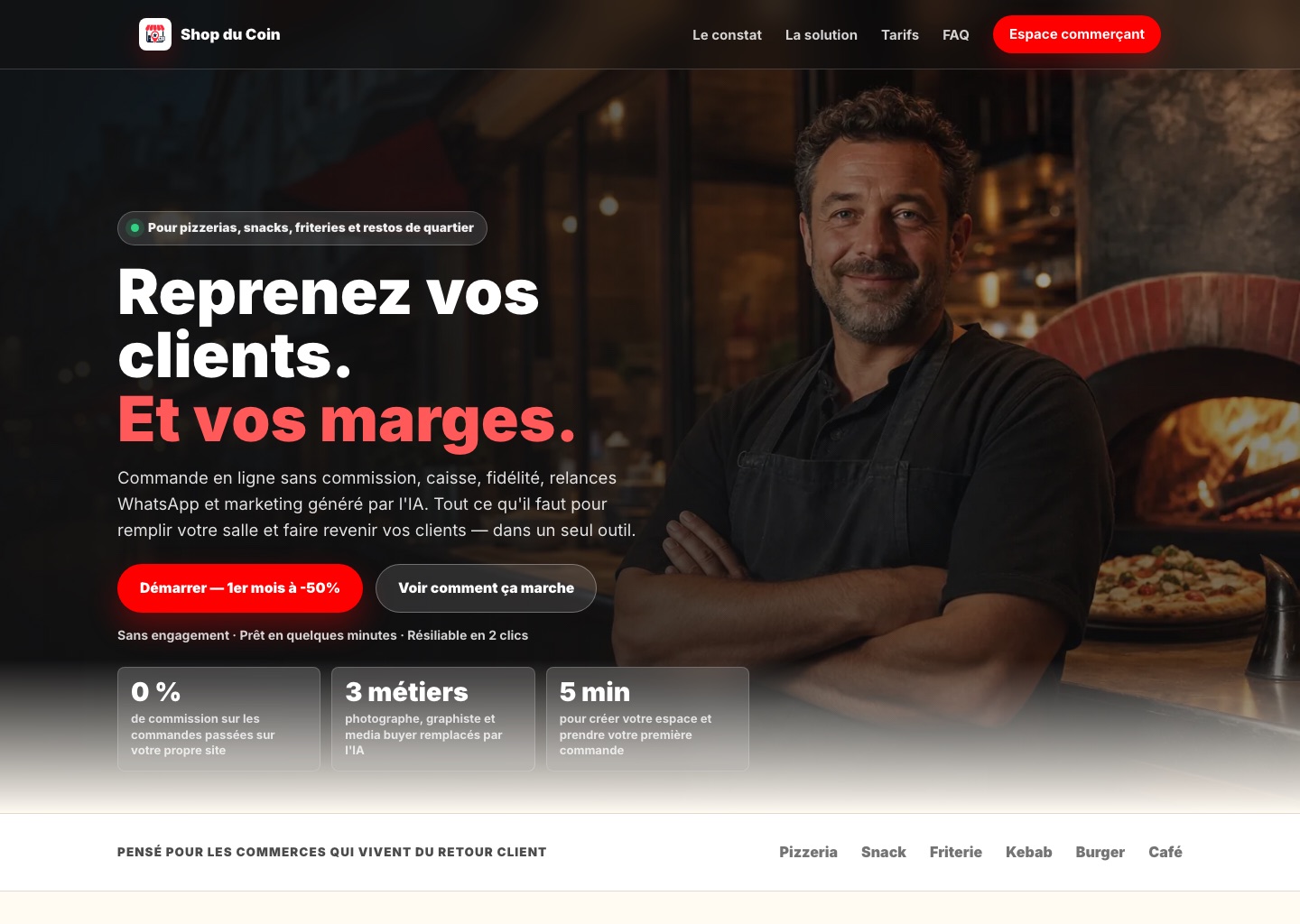 Page d’accueil réelle de Shop du Coin
